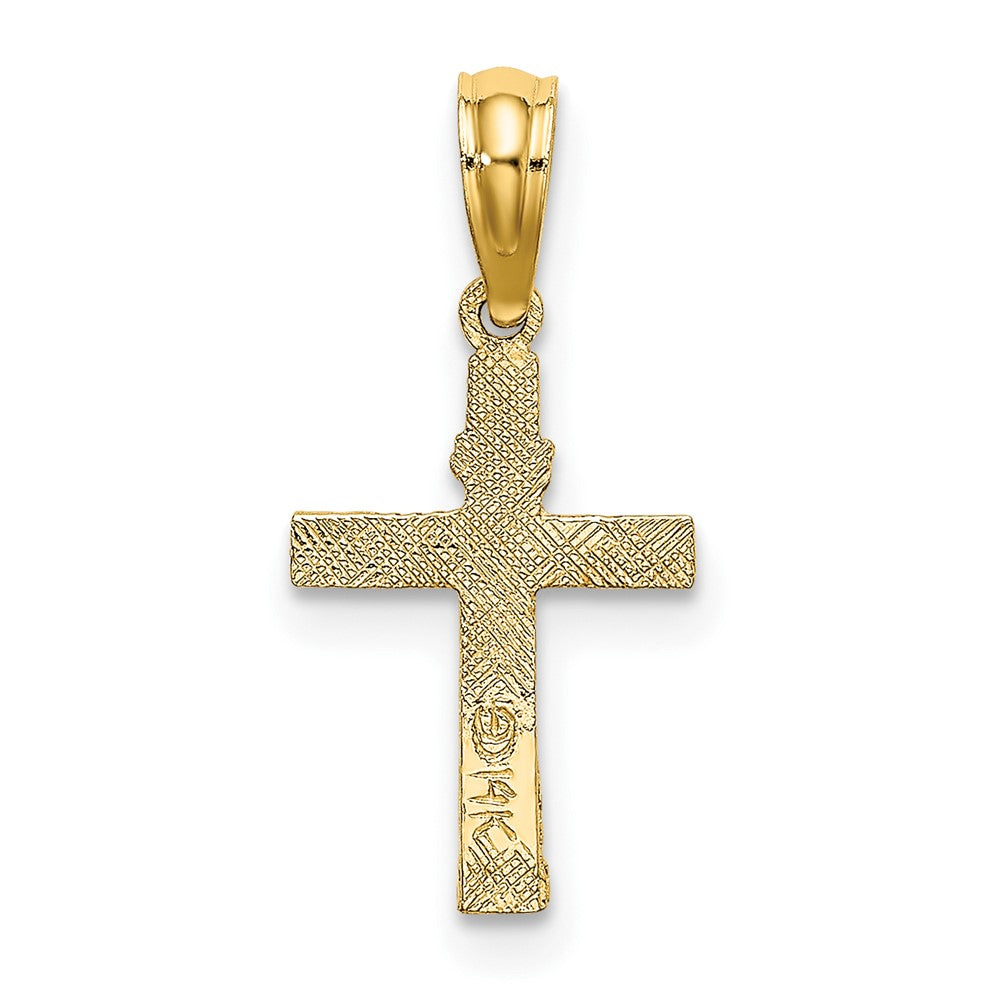 FJC Finejewelers 10 kt Yellow Gold Textured Mini Cross with Heart Charm 12 x 10 mm