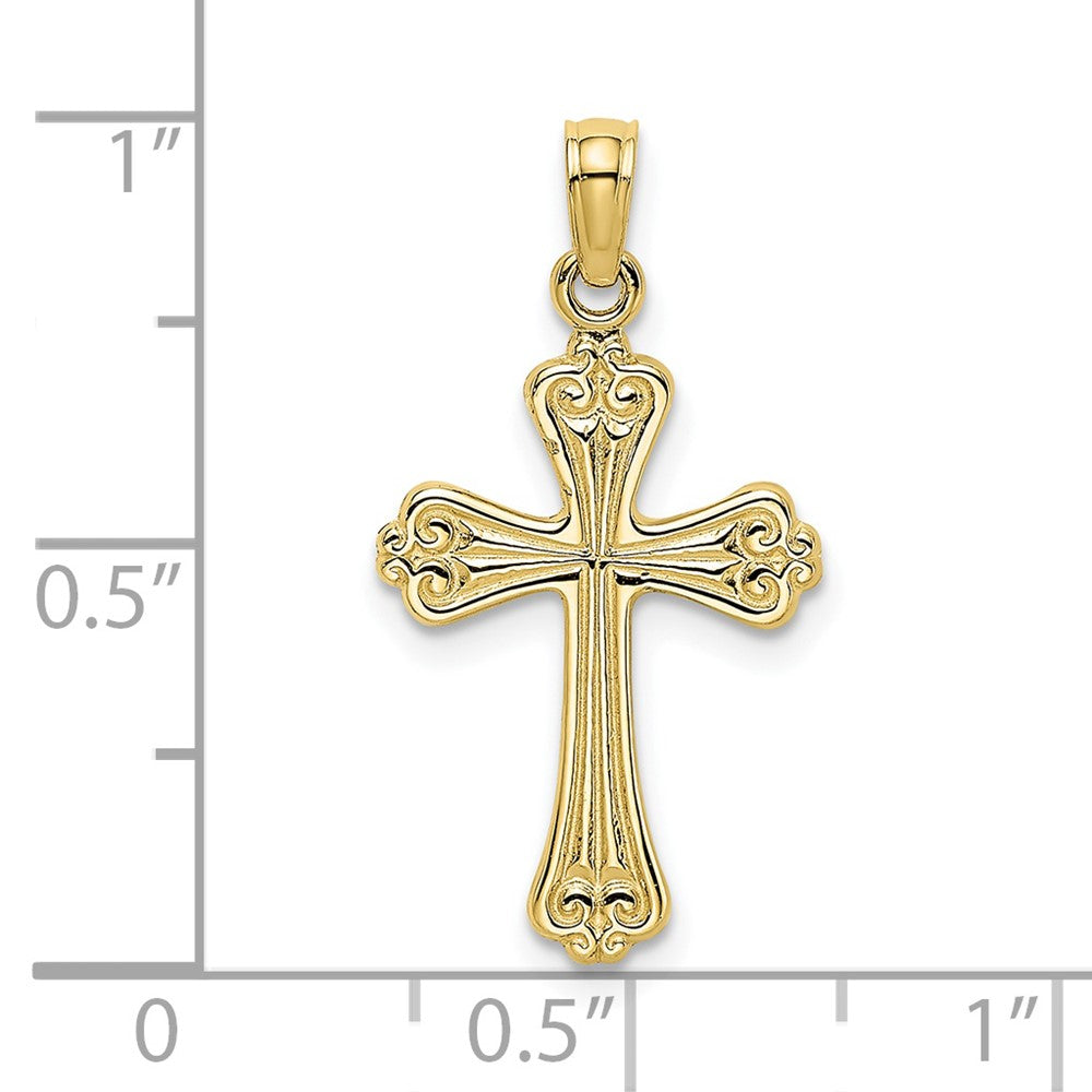 FJC Finejewelers 10 kt Yellow Gold Polished Engraved Cross Charm 19 x 13 mm