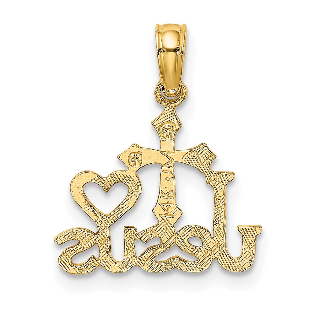 FJC Finejewelers 10 kt Yellow Gold JESUS W/ Cross and Heart Charm 17 x 13 mm