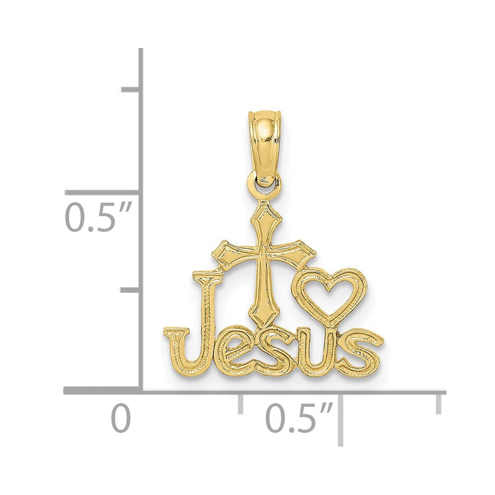 FJC Finejewelers 10 kt Yellow Gold JESUS W/ Cross and Heart Charm 17 x 13 mm
