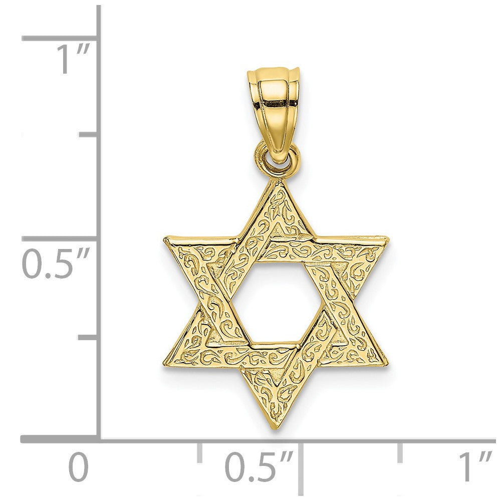 FJC Finejewelers 10 kt Yellow Gold Engraved Swirls Star Of David Charm 20 x 13 mm