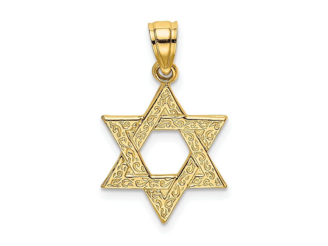 FJC Finejewelers 10 kt Yellow Gold Engraved Swirls Star Of David Charm 20 x 13 mm