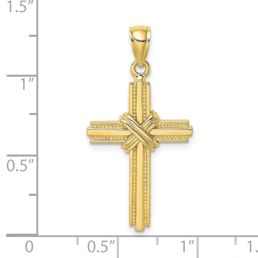 FJC Finejewelers 10 kt Yellow Gold Beaded Center Design Cross Charm 33 x 18 mm