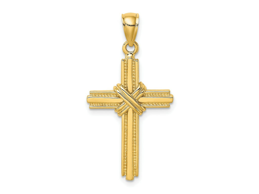 FJC Finejewelers 10 kt Yellow Gold Beaded Center Design Cross Charm 33 x 18 mm