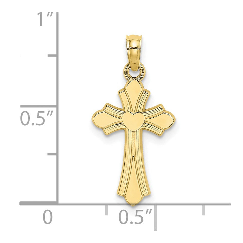 FJC Finejewelers 10 kt Yellow Gold Polished Cross with Heart Charm 23 x 12 mm