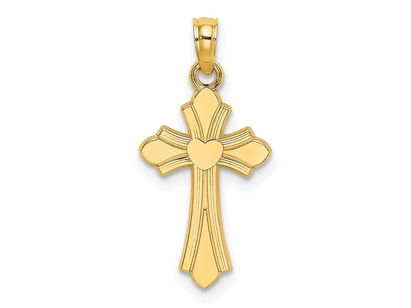 FJC Finejewelers 10 kt Yellow Gold Polished Cross with Heart Charm 23 x 12 mm
