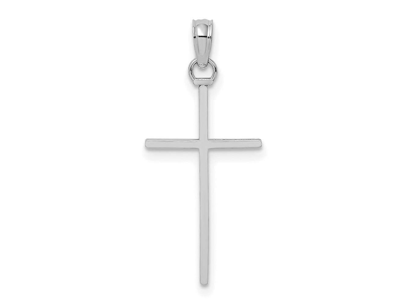 FJC Finejewelers 10 kt White Gold Themed 3-D and Polished Stick Cross Charm 21.5 mm