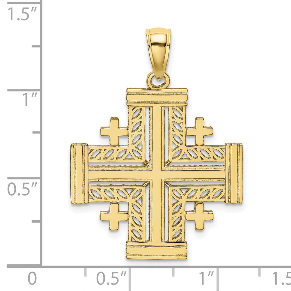 FJC Finejewelers 10 kt Yellow Gold Cut-Out Jerusalem Cross Charm 29 x 24 mm
