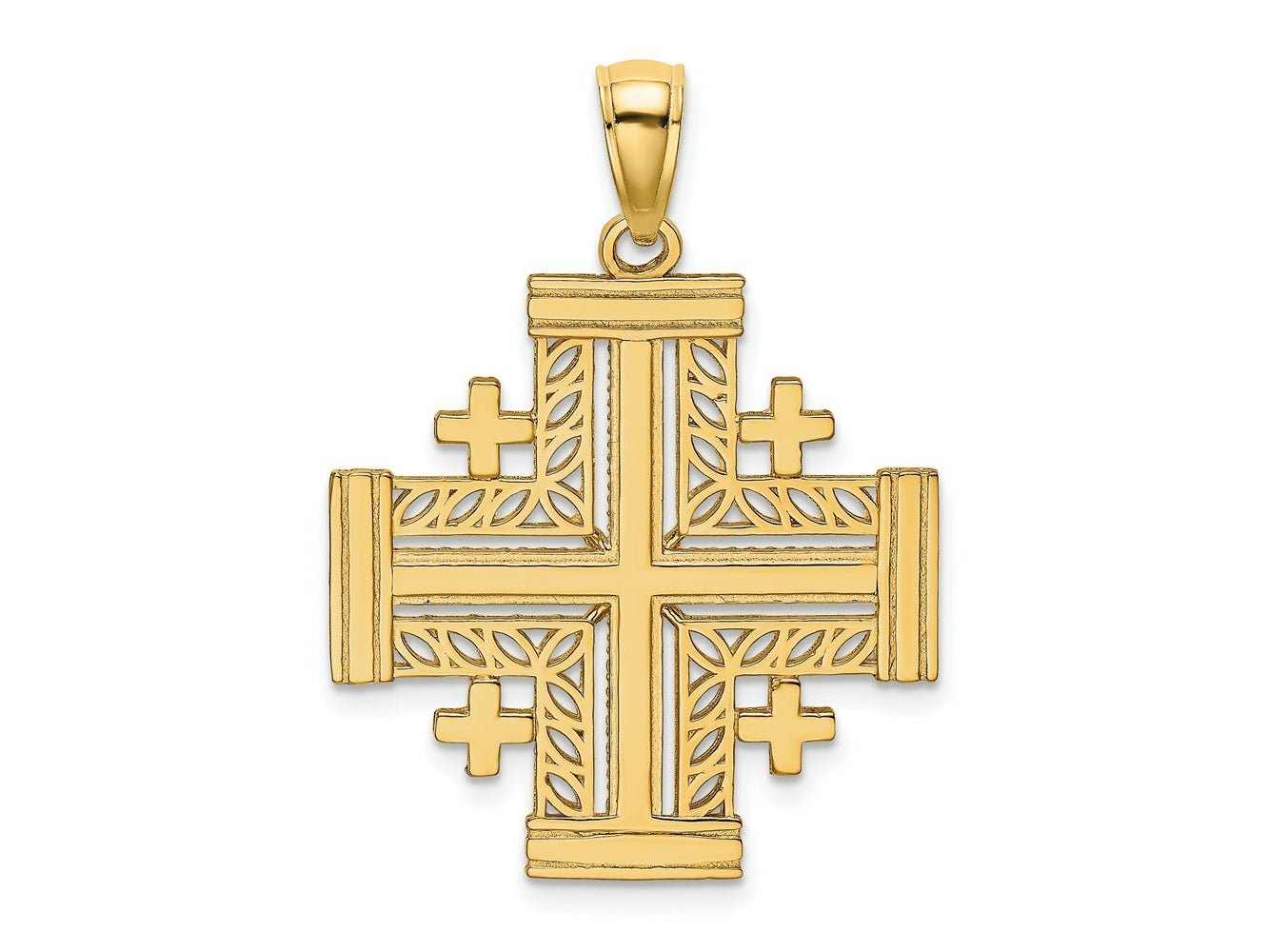 FJC Finejewelers 10 kt Yellow Gold Cut-Out Jerusalem Cross Charm 29 x 24 mm