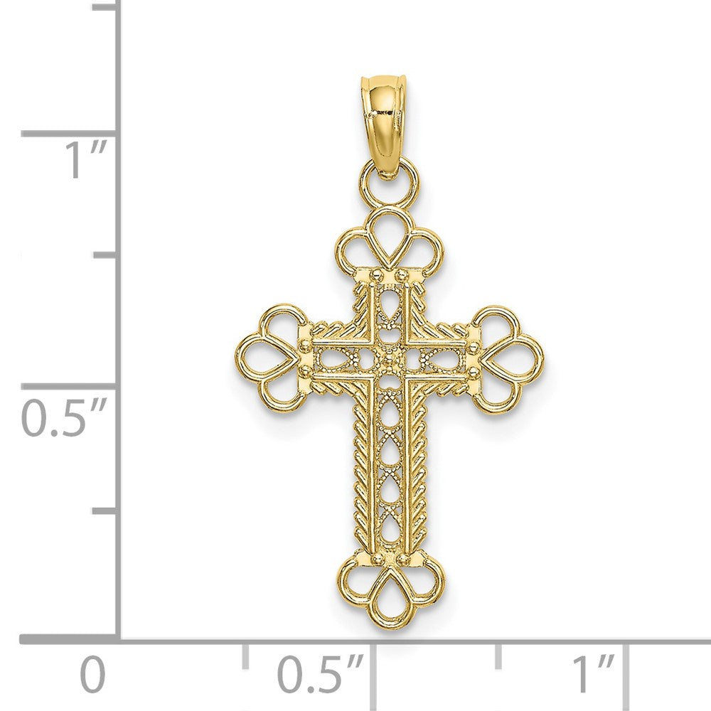 FJC Finejewelers 10 kt Yellow Gold Textured and Cut-Out W/ Rope Frame Block Cross Charm 20 x 15 mm