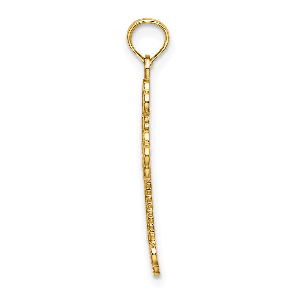 FJC Finejewelers 10 kt Yellow Gold Textured and Cut-Out W/ Rope Frame Block Cross Charm 20 x 15 mm