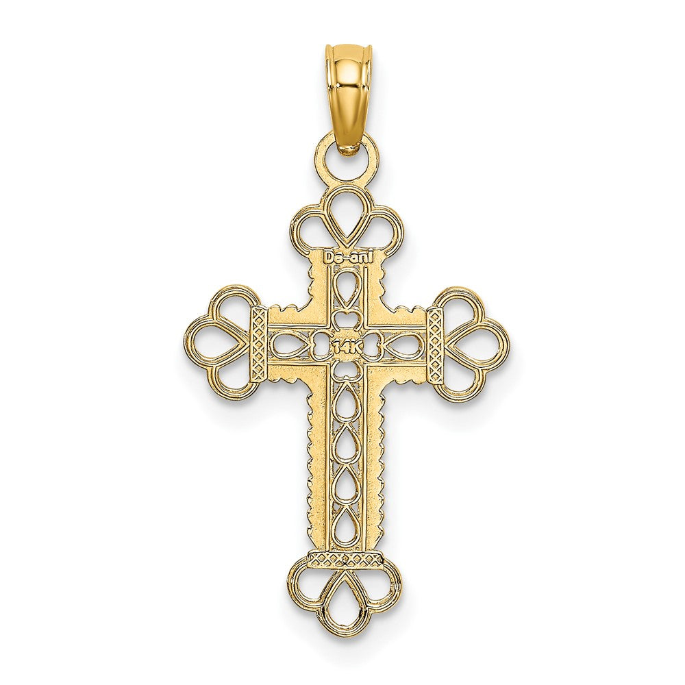 FJC Finejewelers 10 kt Yellow Gold Textured and Cut-Out W/ Rope Frame Block Cross Charm 20 x 15 mm