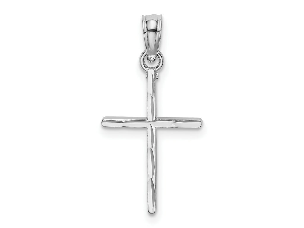 FJC Finejewelers 10 kt White Gold Themed D/C and Polished Cross Charm 16.25 mm x 12 mm