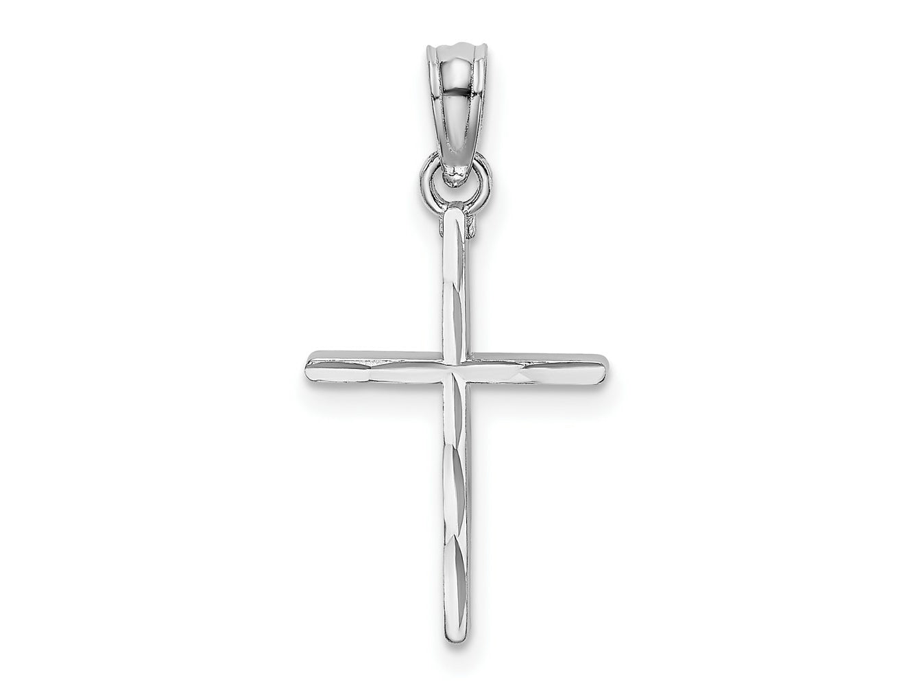 FJC Finejewelers 10 kt White Gold Themed D/C and Polished Cross Charm 16.25 mm x 12 mm