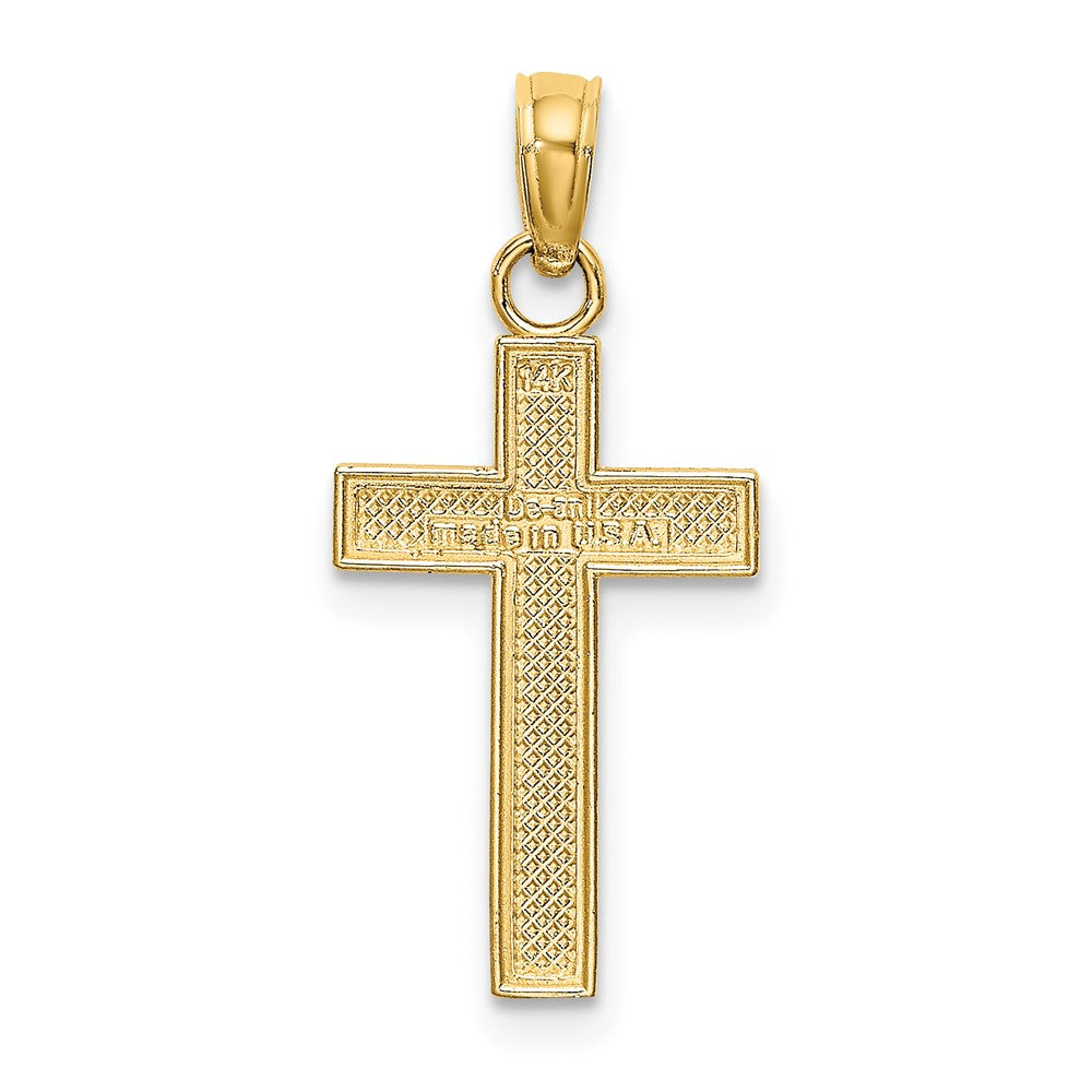 FJC Finejewelers 10 kt Yellow Gold Polished Block Style Beaded Edge Cross Charm 22 mm