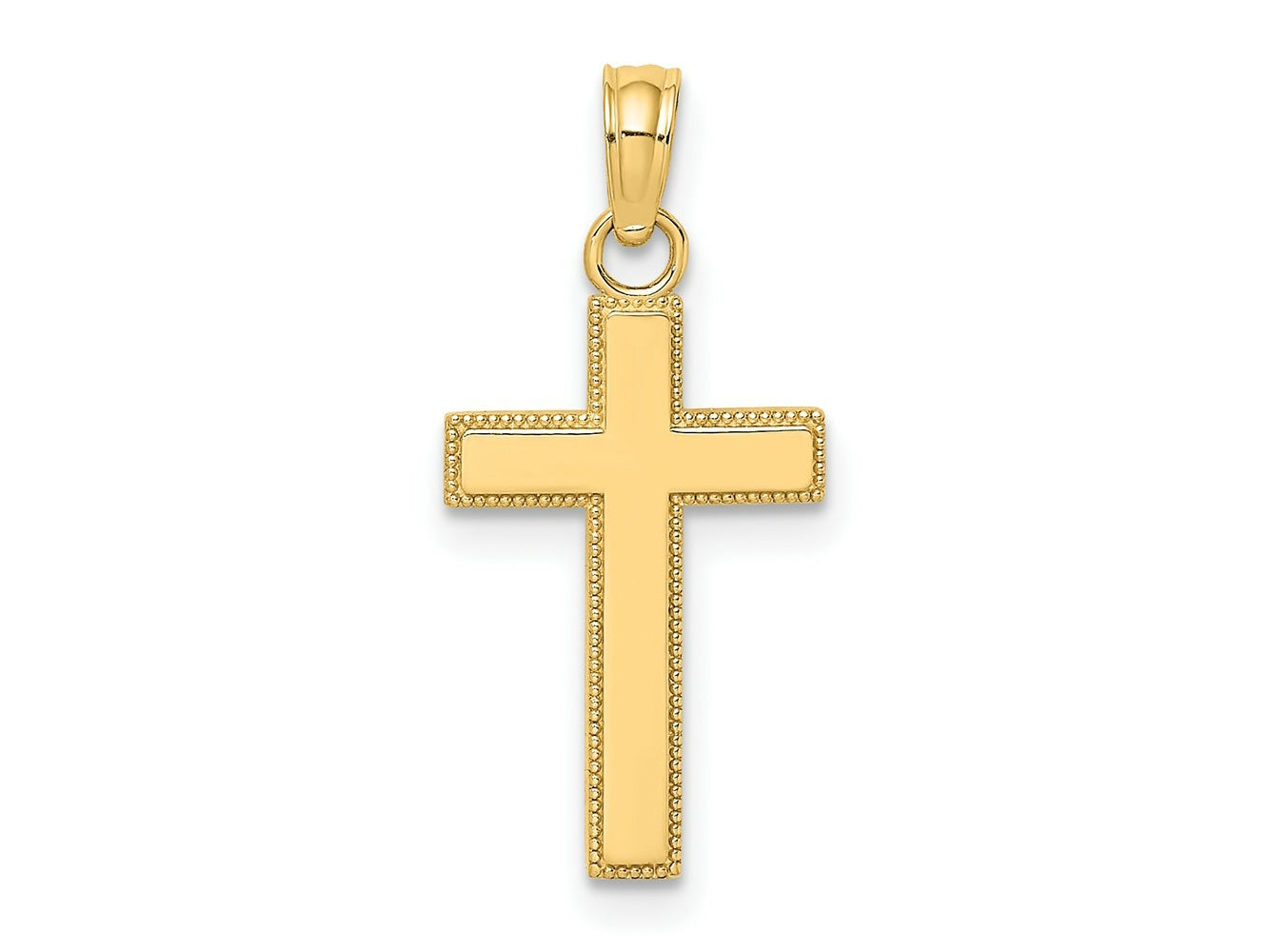 FJC Finejewelers 10 kt Yellow Gold Polished Block Style Beaded Edge Cross Charm 22 mm