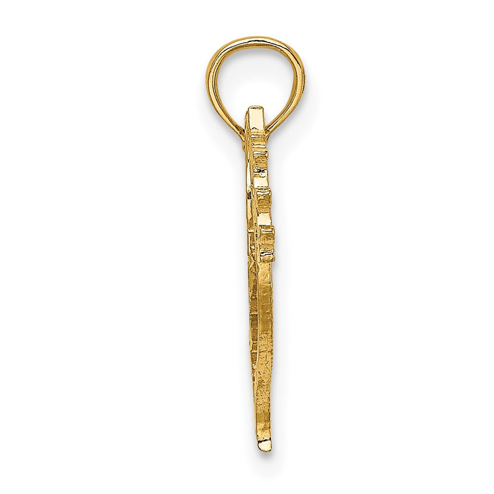 FJC Finejewelers 10 kt Yellow Gold Cut-Out Dove with Olive Branch Charm 17 x 17 mm