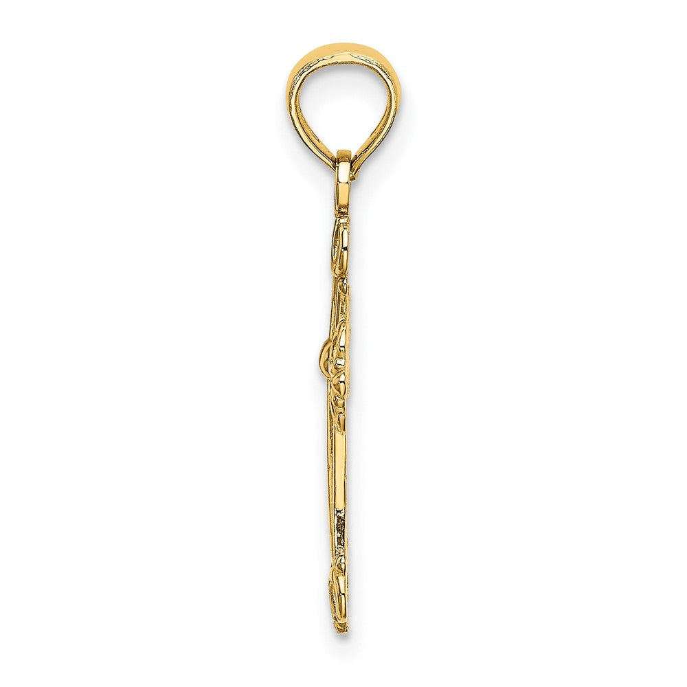 FJC Finejewelers 10 kt Yellow Gold Cross W/ Scroll Tips and Button Center Charm 23 x 12 mm
