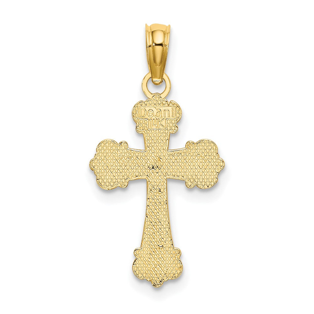 FJC Finejewelers 10 kt Yellow Gold Cross W/ Scroll Tips and Button Center Charm 23 x 12 mm