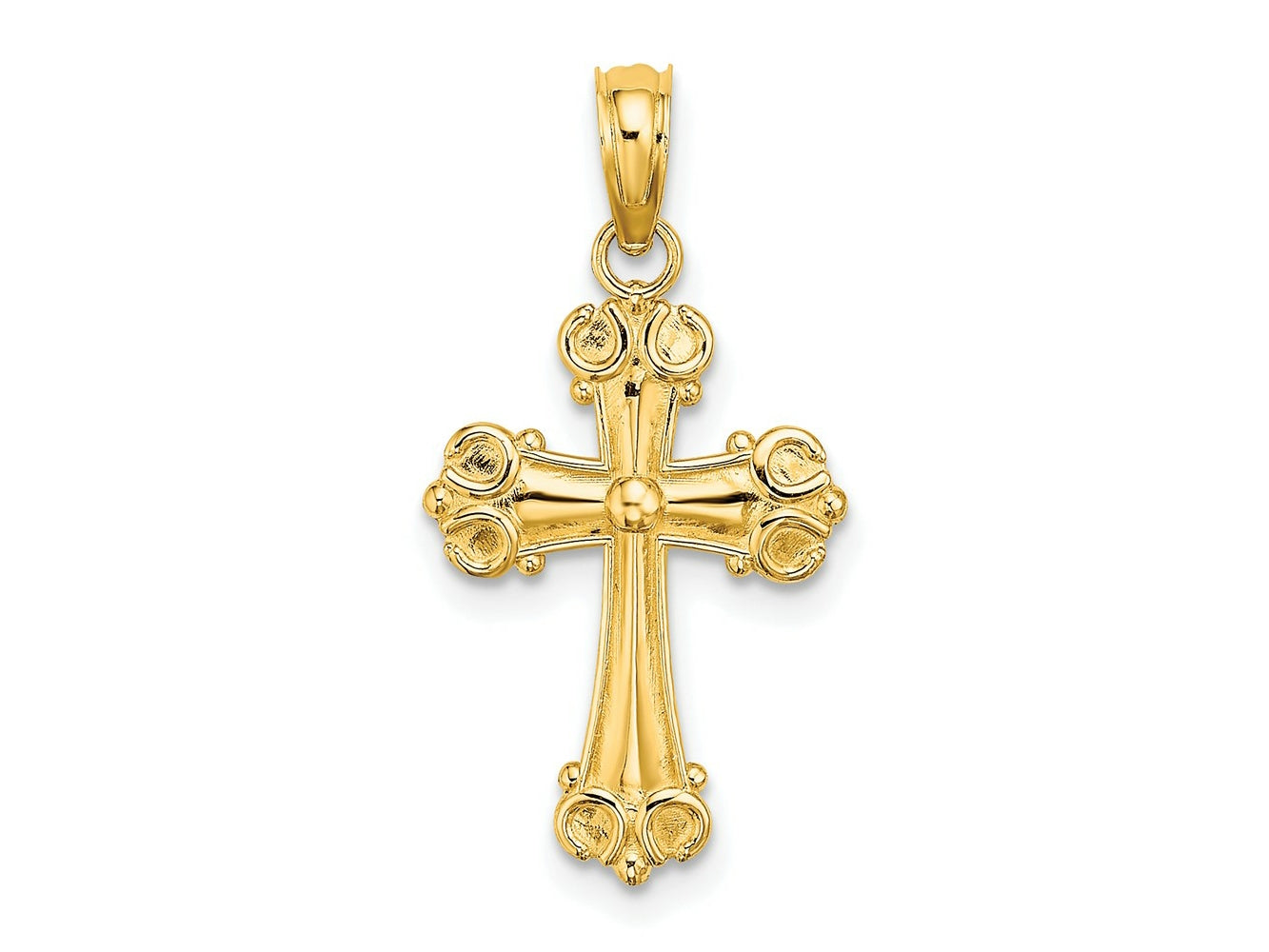 FJC Finejewelers 10 kt Yellow Gold Cross W/ Scroll Tips and Button Center Charm 23 x 12 mm