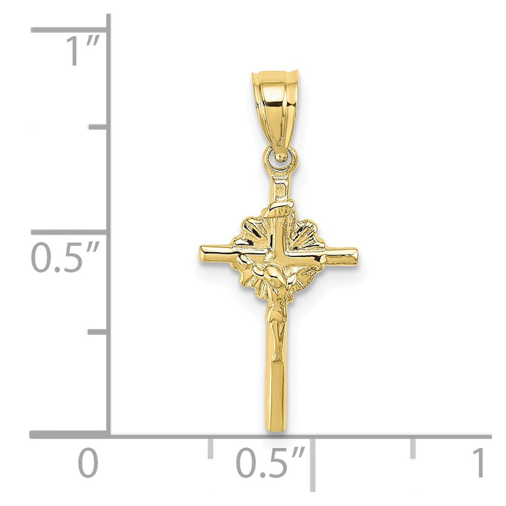 FJC Finejewelers 10 kt Yellow Gold 2-D Starburst Crucifix Charm 22 x 12 mm