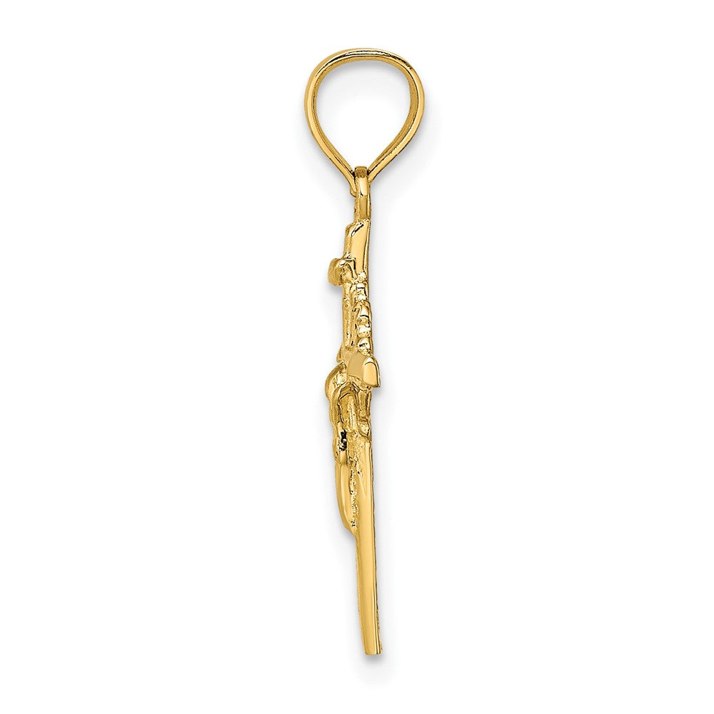 FJC Finejewelers 10 kt Yellow Gold 2-D Starburst Crucifix Charm 22 x 12 mm