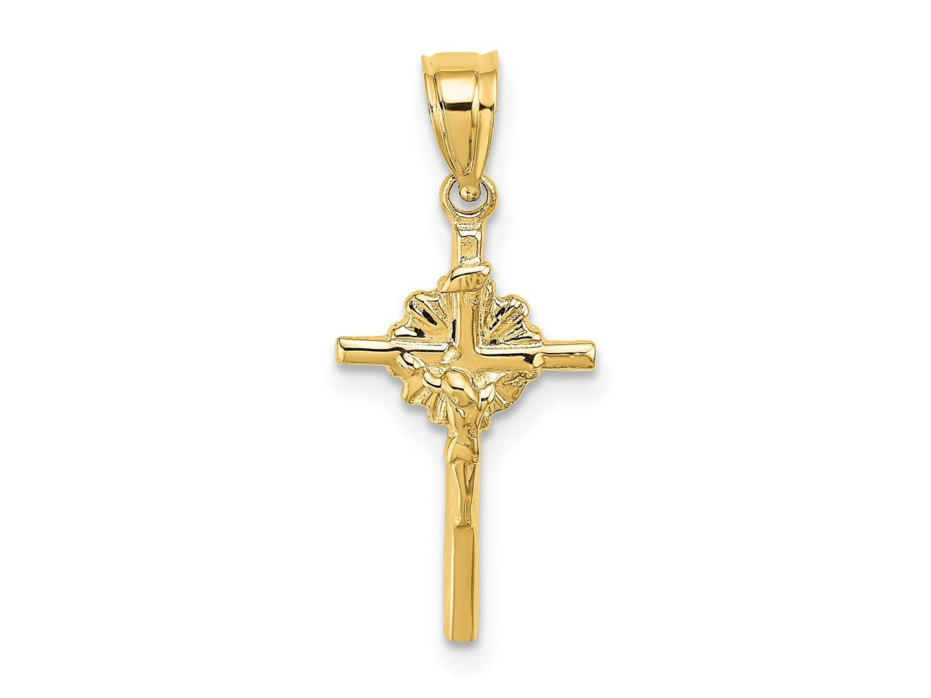 FJC Finejewelers 10 kt Yellow Gold 2-D Starburst Crucifix Charm 22 x 12 mm