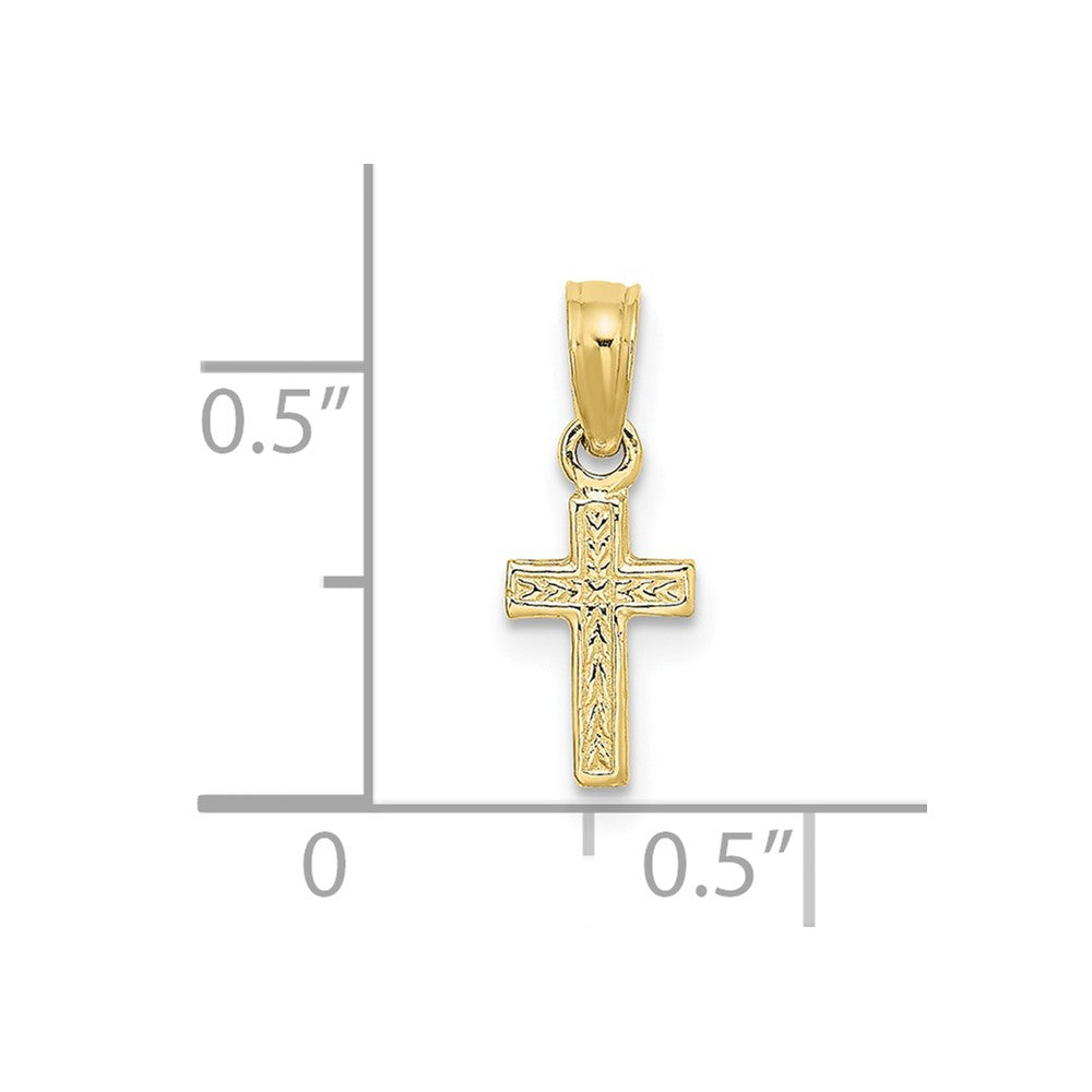 FJC Finejewelers 10 kt Yellow Gold Polished and Engraved Mini Cross Charm 9 x 6 mm