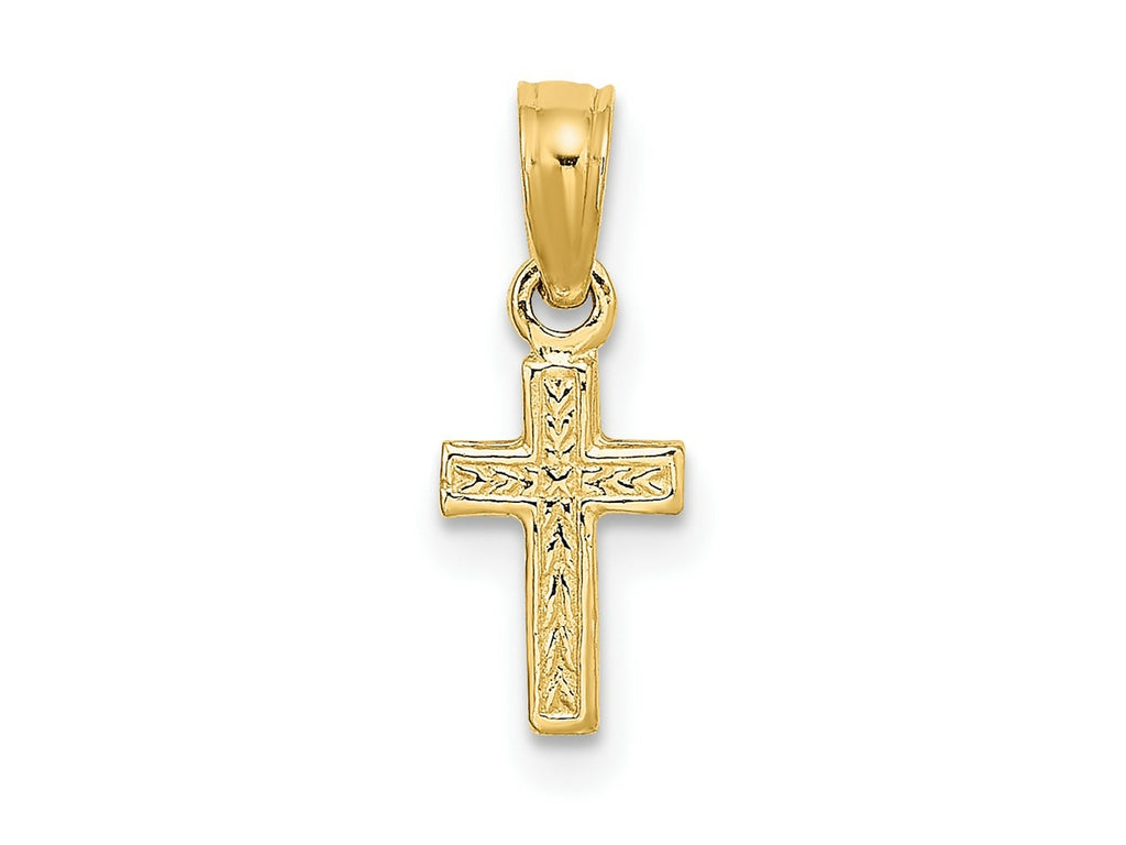 FJC Finejewelers 10 kt Yellow Gold Polished and Engraved Mini Cross Charm 9 x 6 mm