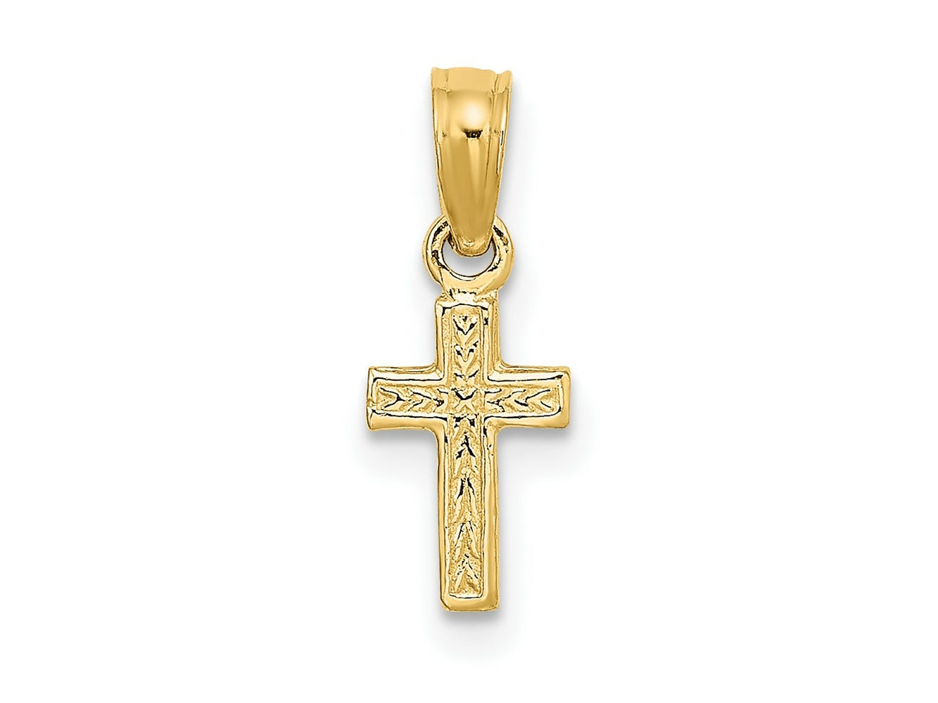 FJC Finejewelers 10 kt Yellow Gold Polished and Engraved Mini Cross Charm 9 x 6 mm