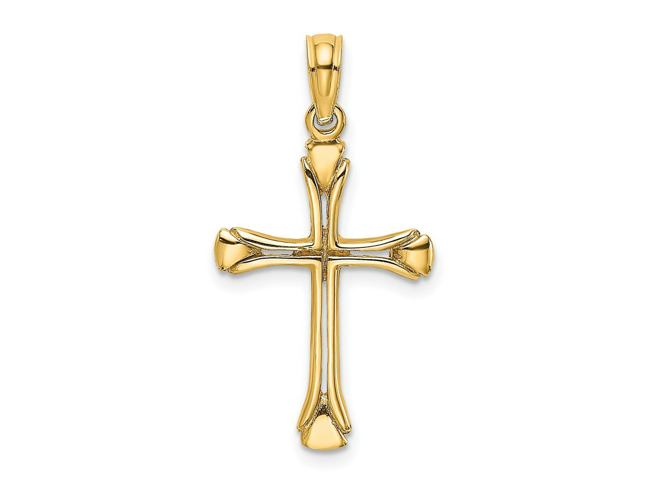 FJC Finejewelers 10 kt Yellow Gold Polished Beveled Cut-out Cross Charm 24 x 15 mm