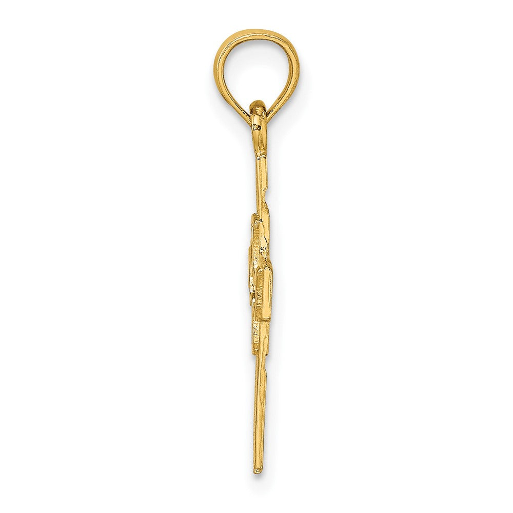 FJC Finejewelers 10 kt Yellow Gold Dove In Cross Charm 23 x 12 mm