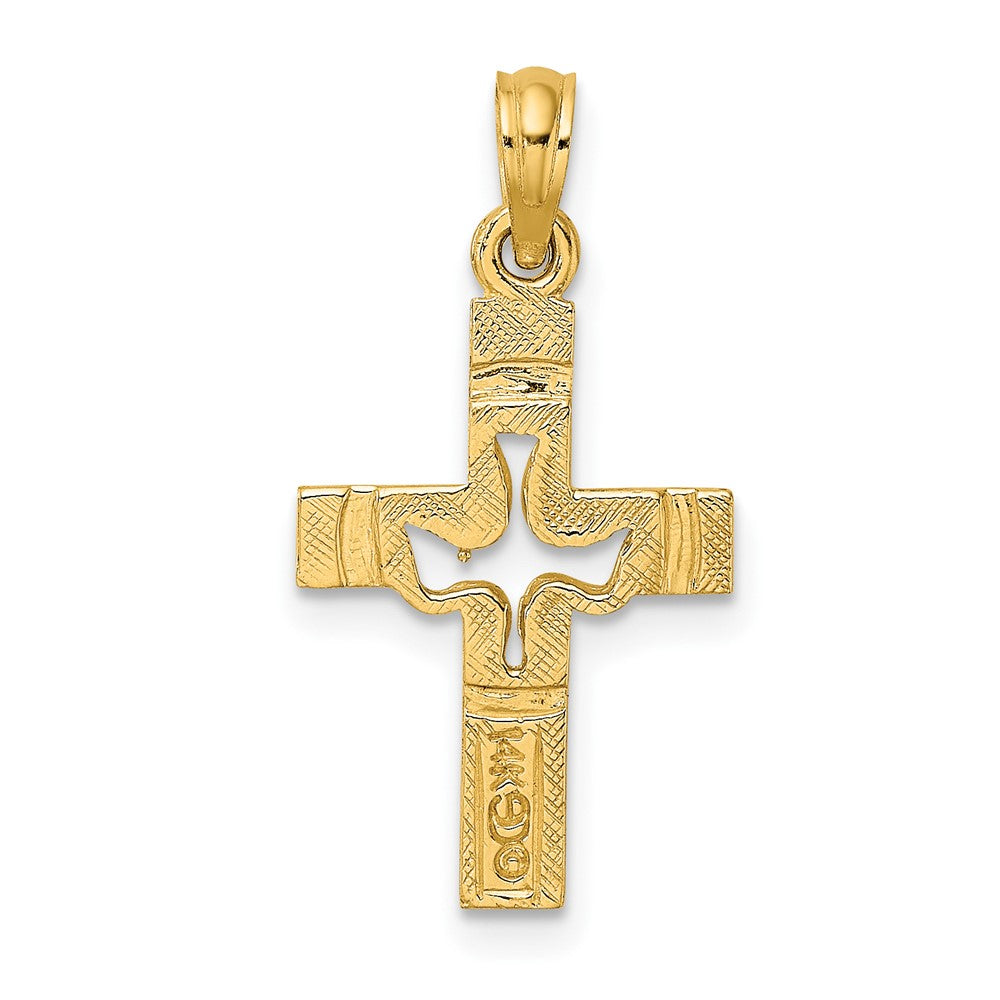 FJC Finejewelers 10 kt Yellow Gold Dove In Cross Charm 23 x 12 mm