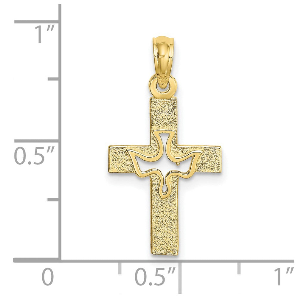 FJC Finejewelers 10 kt Yellow Gold Dove In Cross Charm 23 x 12 mm
