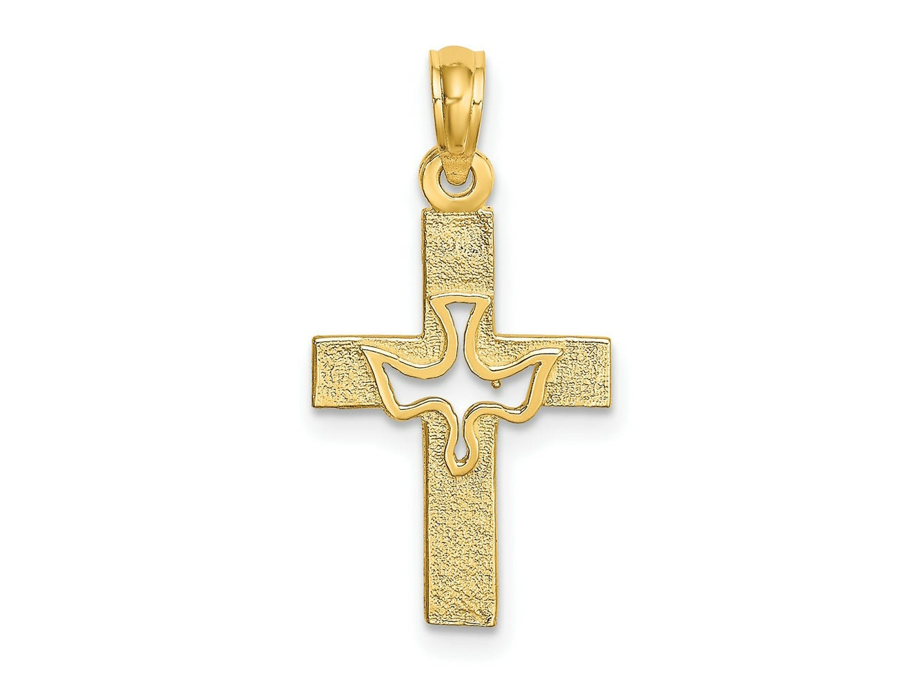 FJC Finejewelers 10 kt Yellow Gold Dove In Cross Charm 23 x 12 mm