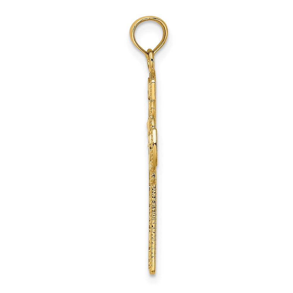 FJC Finejewelers 10 kt Yellow Gold Polished W/ Beaded Edge Grid Accent Cross Charm 28 x 17 mm