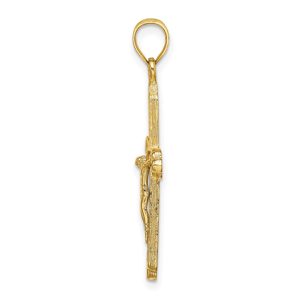 FJC Finejewelers 10 kt Yellow Gold Textured Crucifix Charm 33 x 18 mm