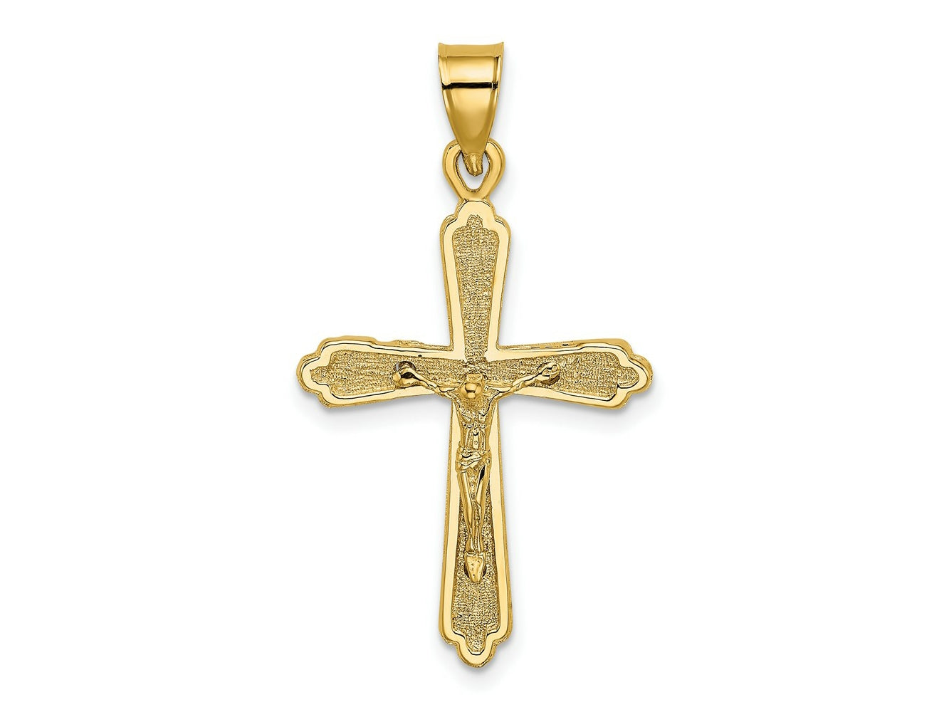 FJC Finejewelers 10 kt Yellow Gold Textured Crucifix Charm 33 x 18 mm