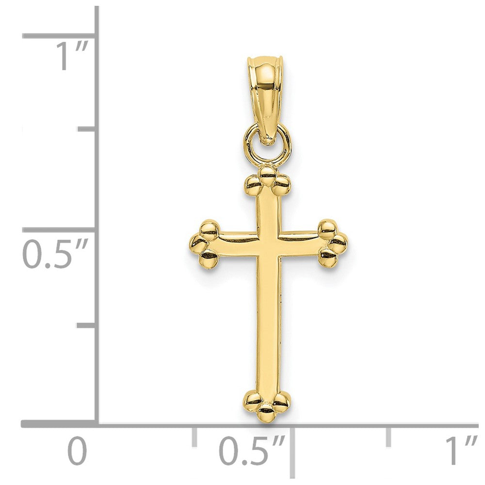 FJC Finejewelers 10 kt Yellow Gold Polished Beaded Cross 15 x 10 mm