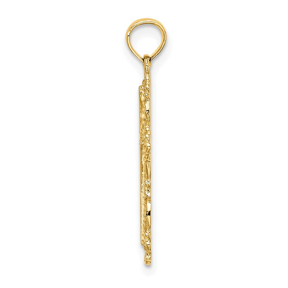 FJC Finejewelers 10 kt Yellow Gold Cross with Filigree Lace Trim Charm 21 mm