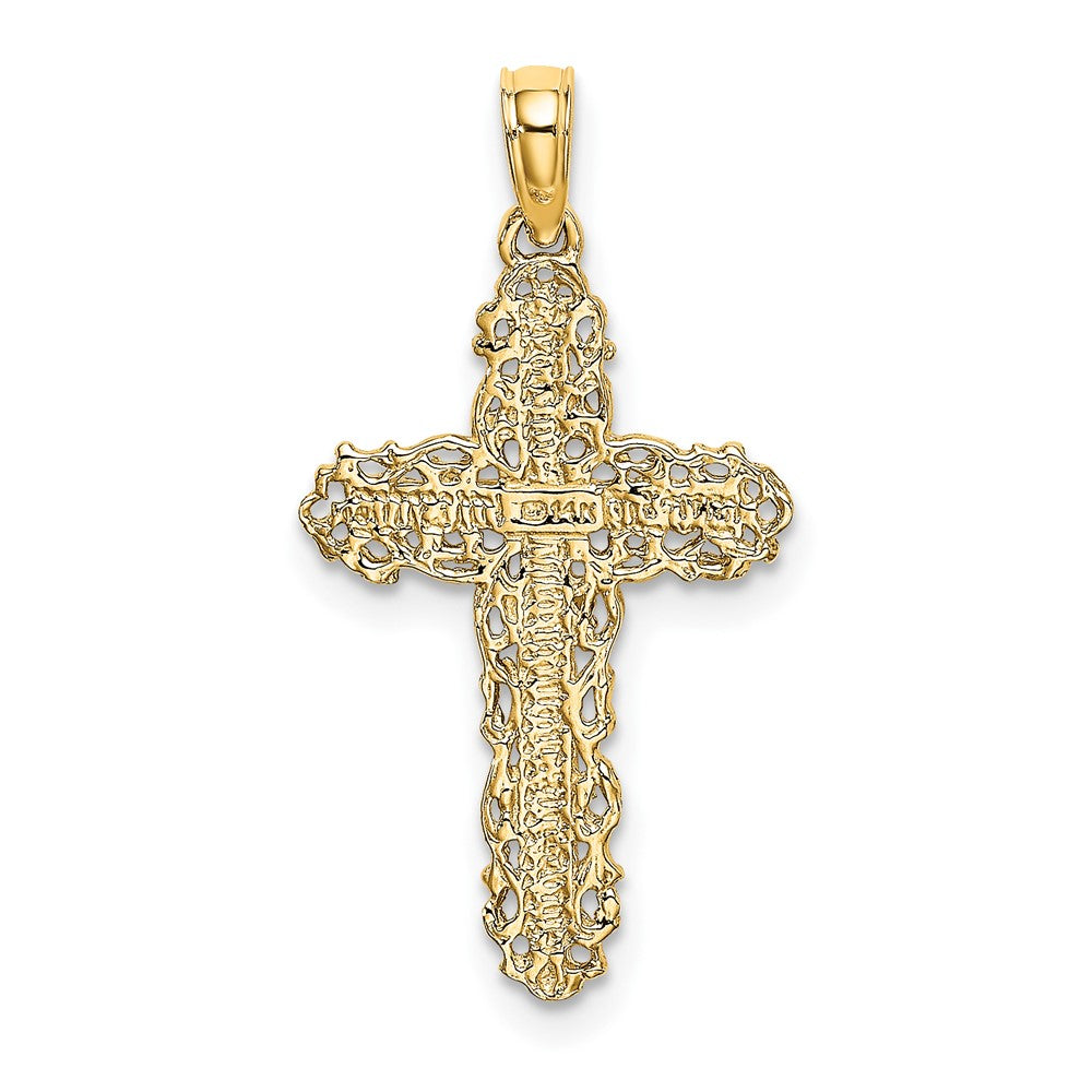 FJC Finejewelers 10 kt Yellow Gold Cross with Filigree Lace Trim Charm 21 mm