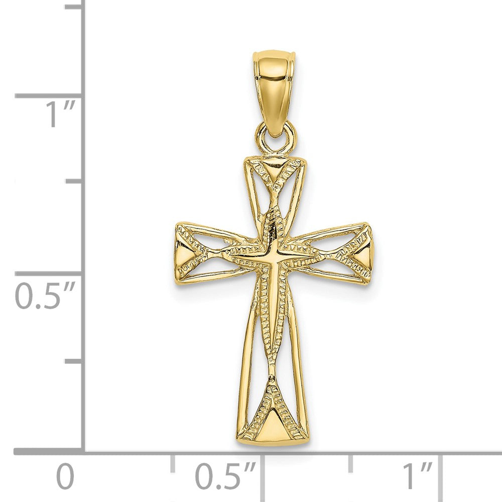 FJC Finejewelers 10 kt Yellow Gold Polished Cut-Out Design Cross Charm 22 x 13 mm