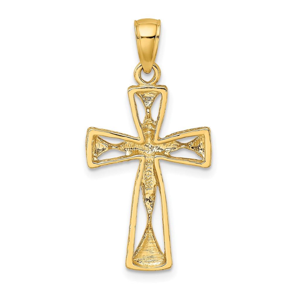 FJC Finejewelers 10 kt Yellow Gold Polished Cut-Out Design Cross Charm 22 x 13 mm