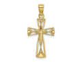 FJC Finejewelers 10 kt Yellow Gold Polished Cut-Out Design Cross Charm 22 x 13 mm