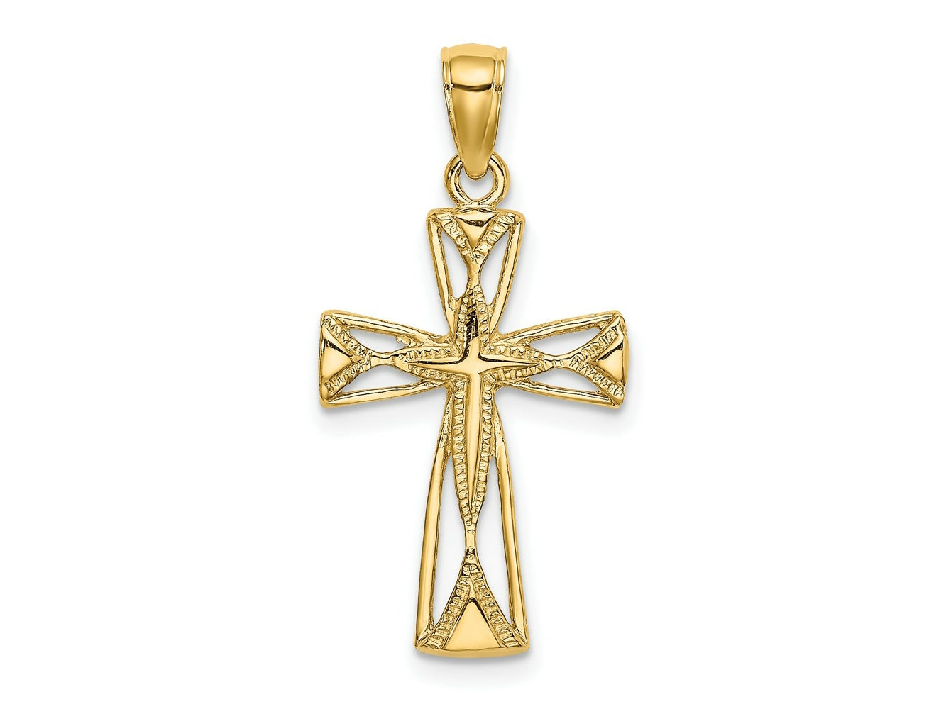 FJC Finejewelers 10 kt Yellow Gold Polished Cut-Out Design Cross Charm 22 x 13 mm