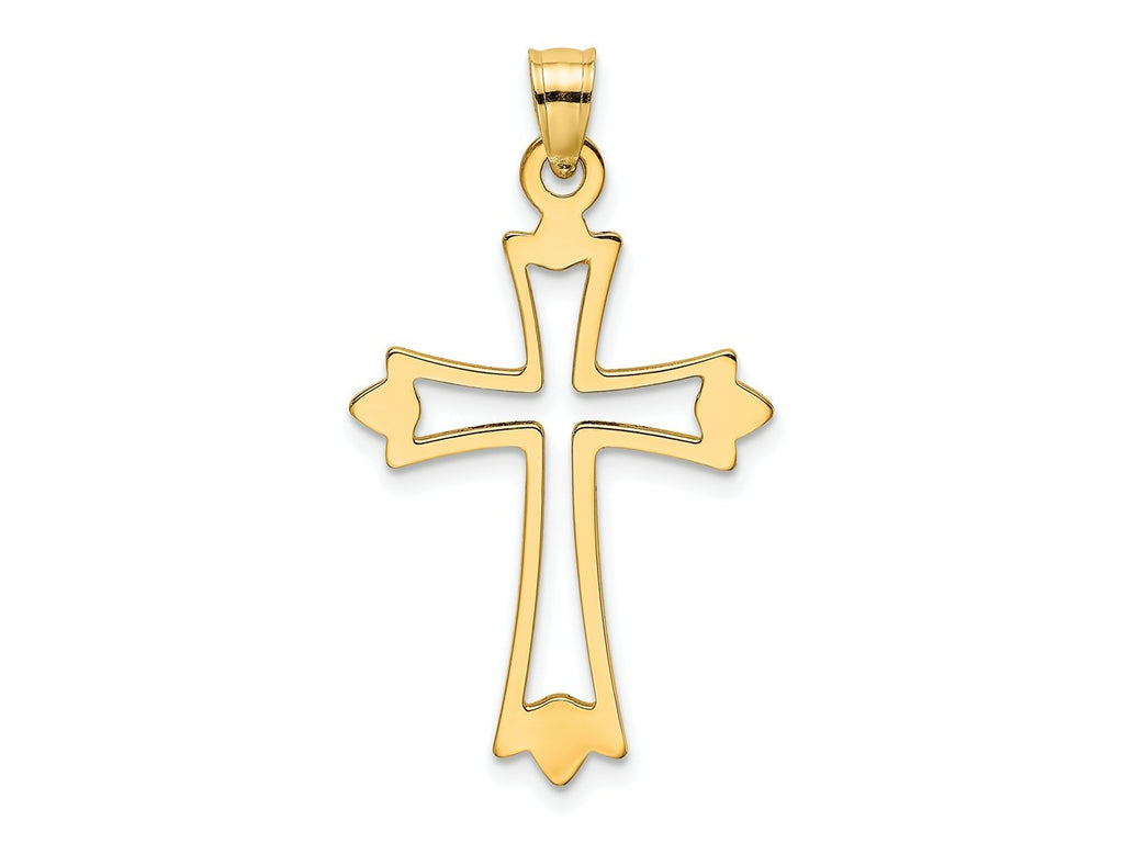 FJC Finejewelers 10 kt Yellow Gold Polished and Cut-Out Cross Charm 24 x 18 mm