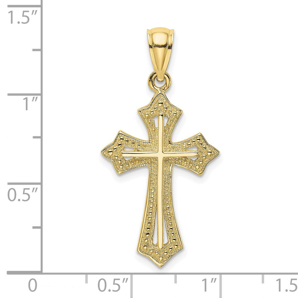 FJC Finejewelers 10 kt Yellow Gold Beaded Cross Charm 23 x 15 mm