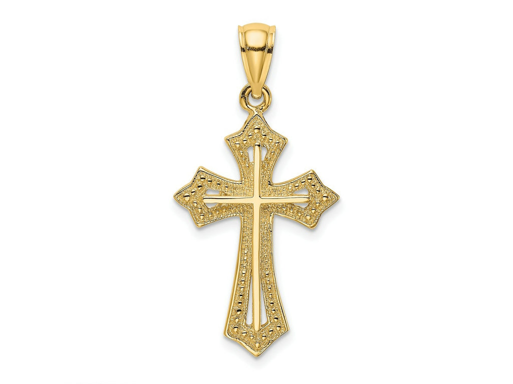 FJC Finejewelers 10 kt Yellow Gold Beaded Cross Charm 23 x 15 mm