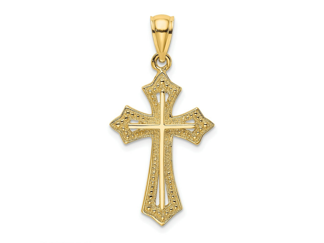 FJC Finejewelers 10 kt Yellow Gold Beaded Cross Charm 23 x 15 mm