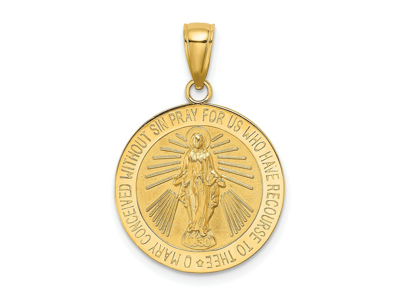 FJC Finejewelers 10 kt Yellow Gold Polished and Satin Miraculous Medal Charm 25 x 17 mm